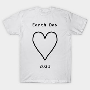 Black Line Heart for Earth Day 2021 T-Shirt